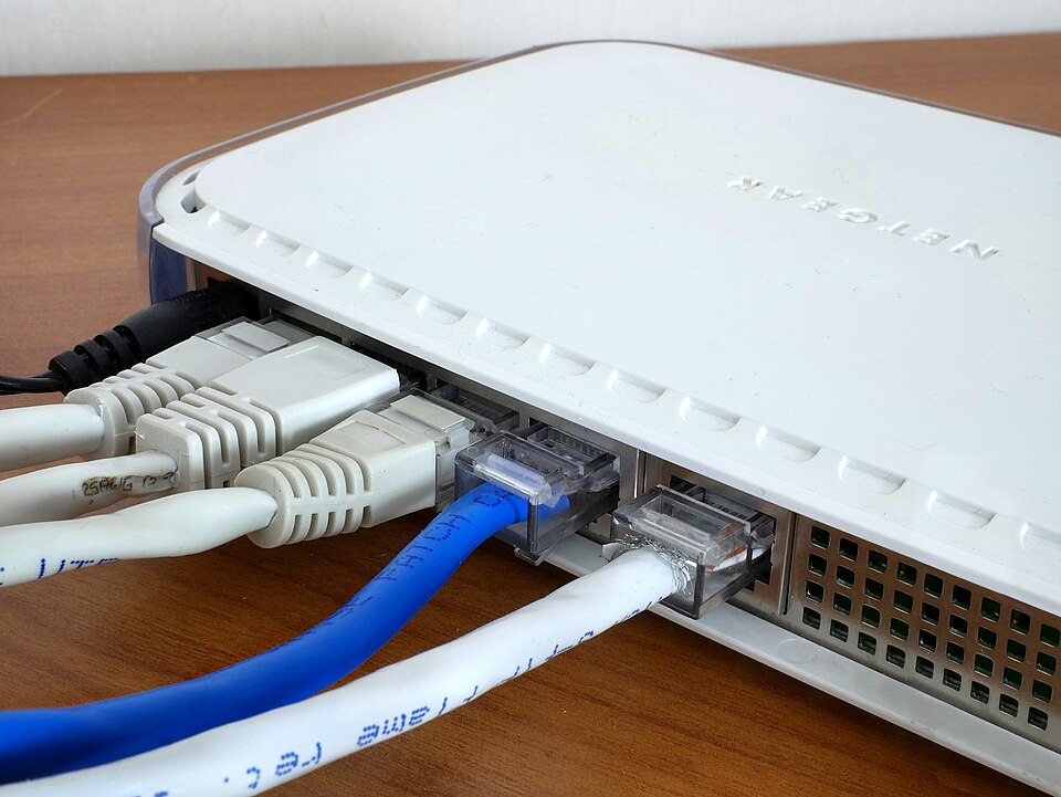 router with Ethernet cables