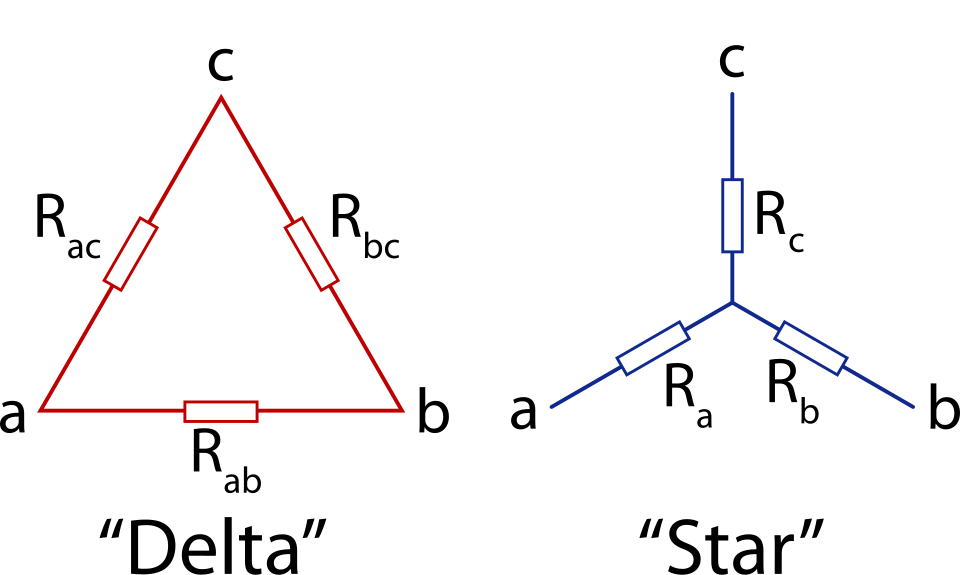 star delta transformation labelled diagram