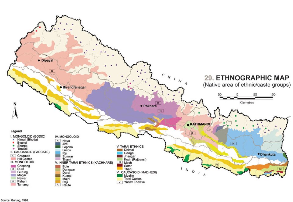 Nepal ethnic map