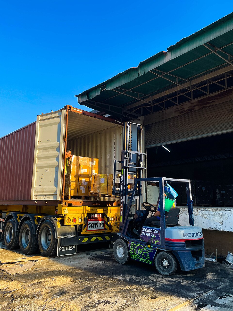 forklift in a warehouse**