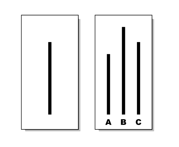 Asch conformity experiment labelled diagram**