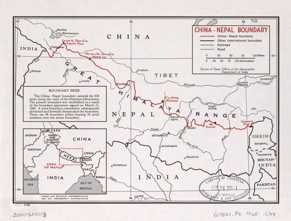 Nepal India China border map