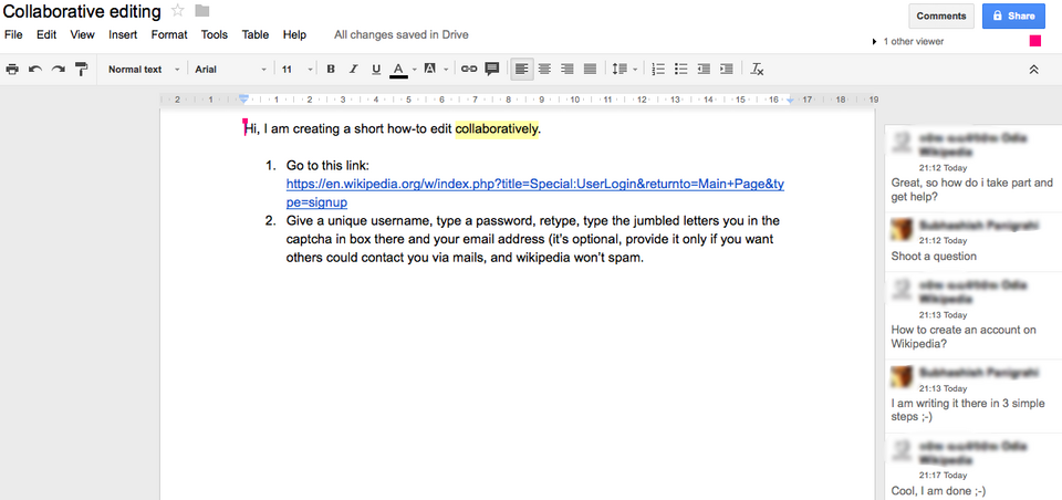 Google Docs collaborative editing screenshot