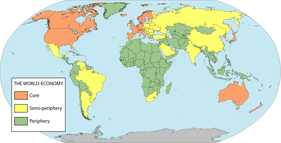 world systems theory core periphery semi-periphery diagram**