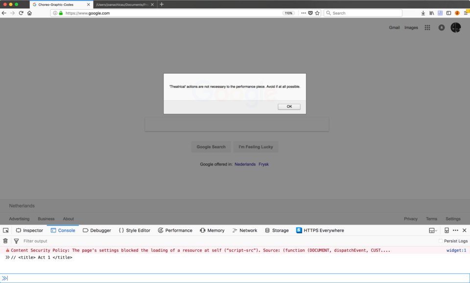 JavaScript console in a browser**