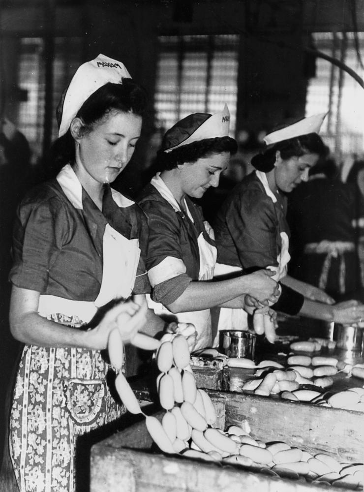 factory production line with workers