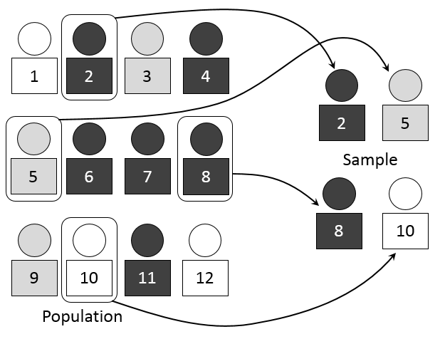simple random sampling labelled diagram**