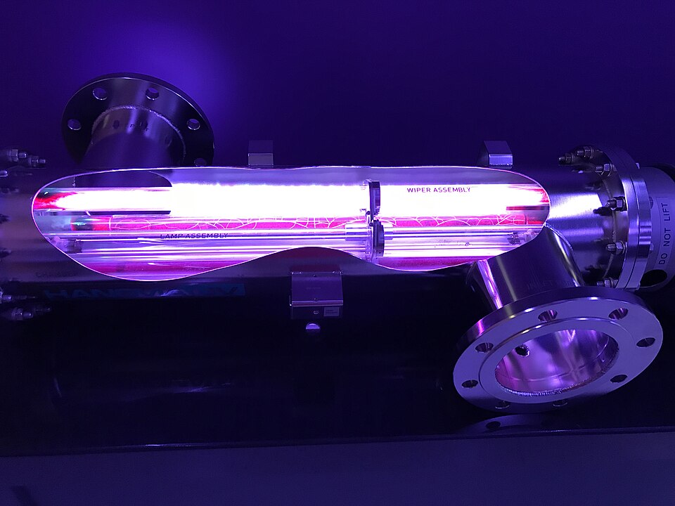 UV water disinfection labelled diagram