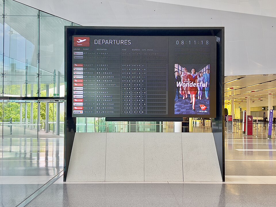 airport flight departure board labelled diagram