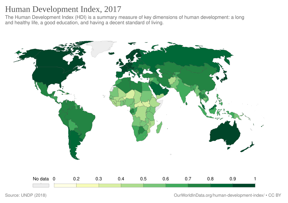 Human Development Index map