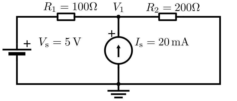 nodal analysis circuit labelled diagram