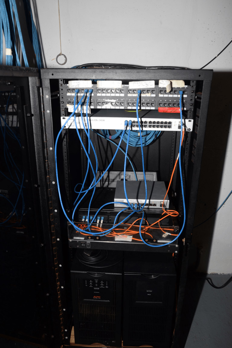 server rack in a data center**