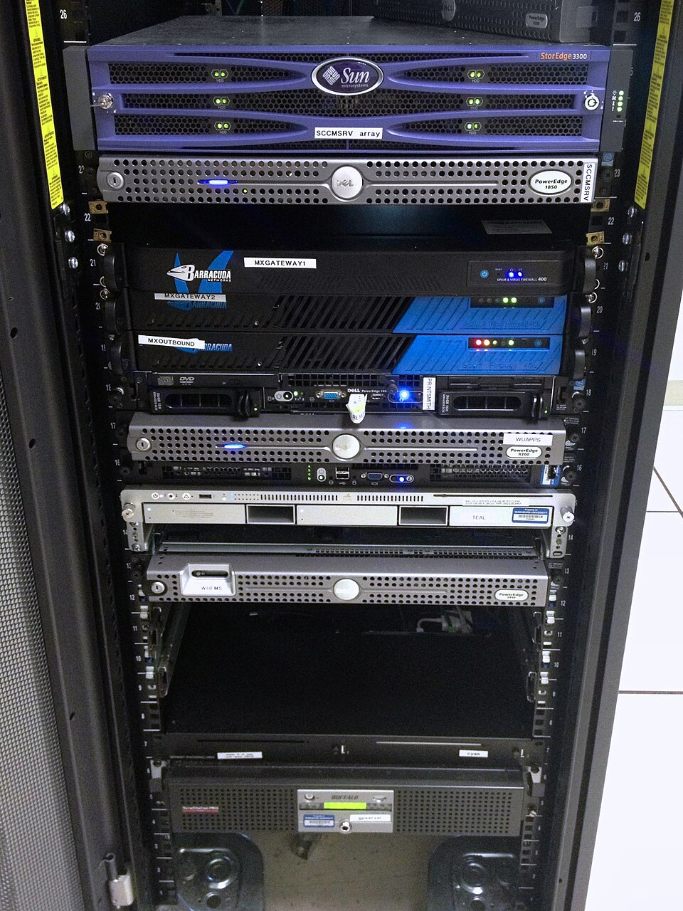 database server rack in data center