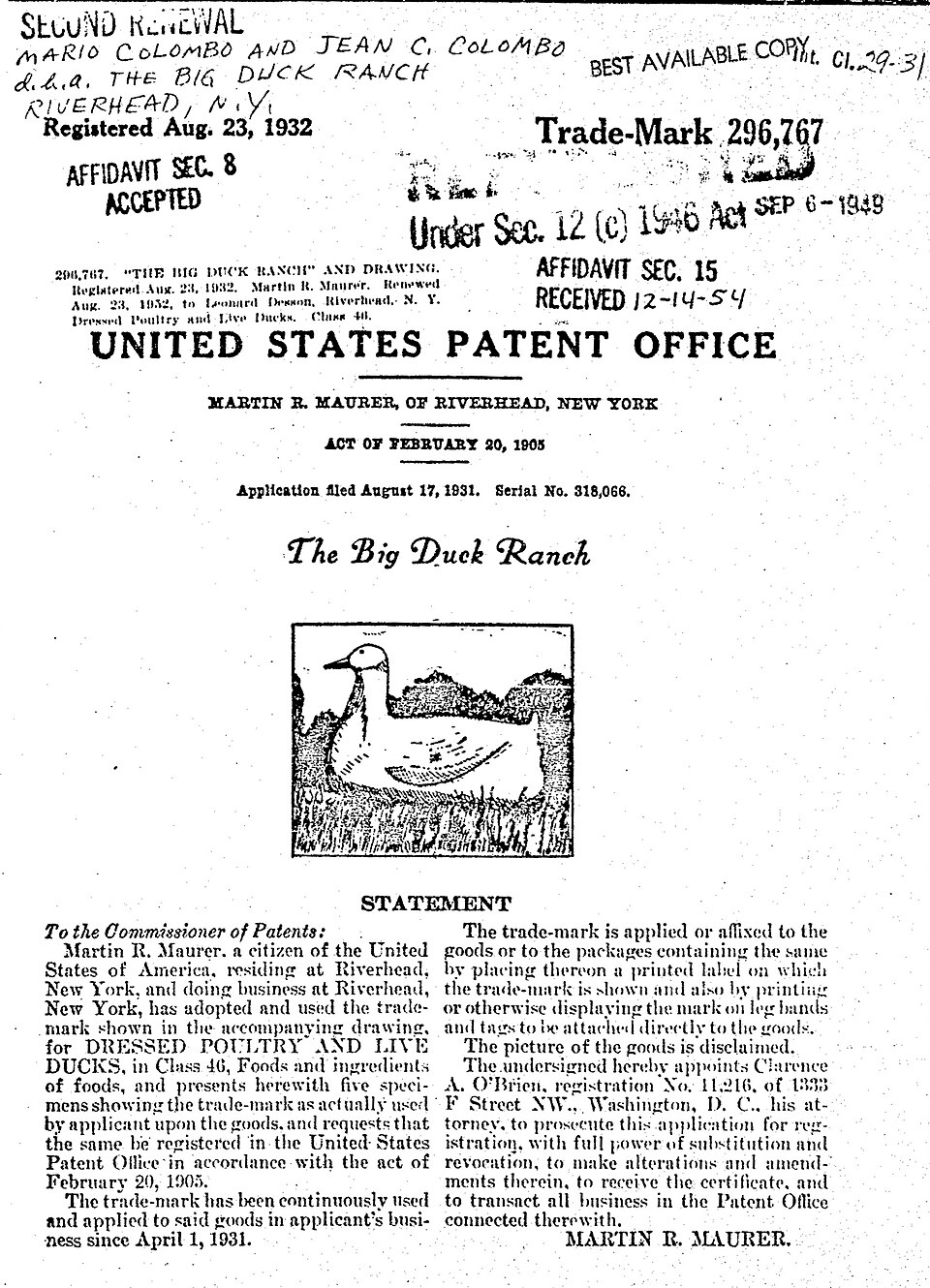 trademark registration certificate**