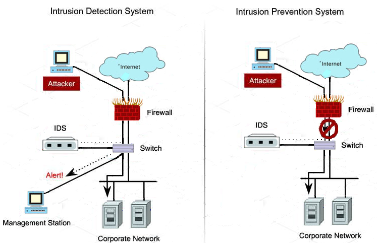 IDS vs IPS labelled diagram