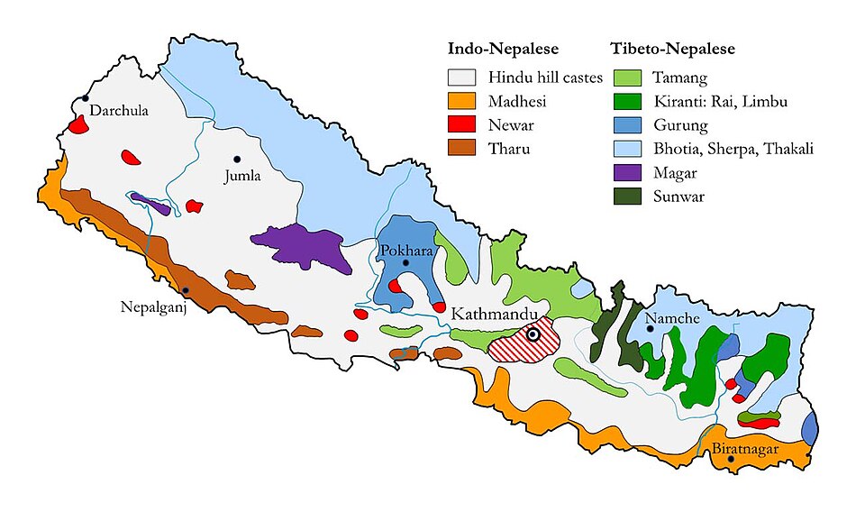 ethnic groups of Nepal labelled diagram**
