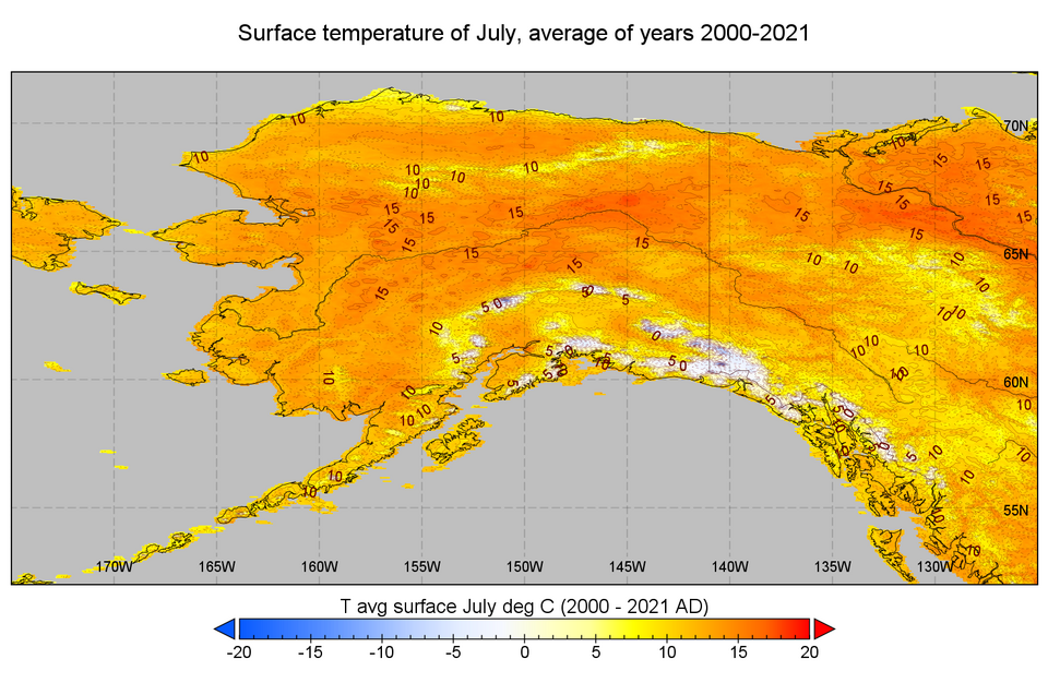 MODIS land surface temperature raster labelled diagram**