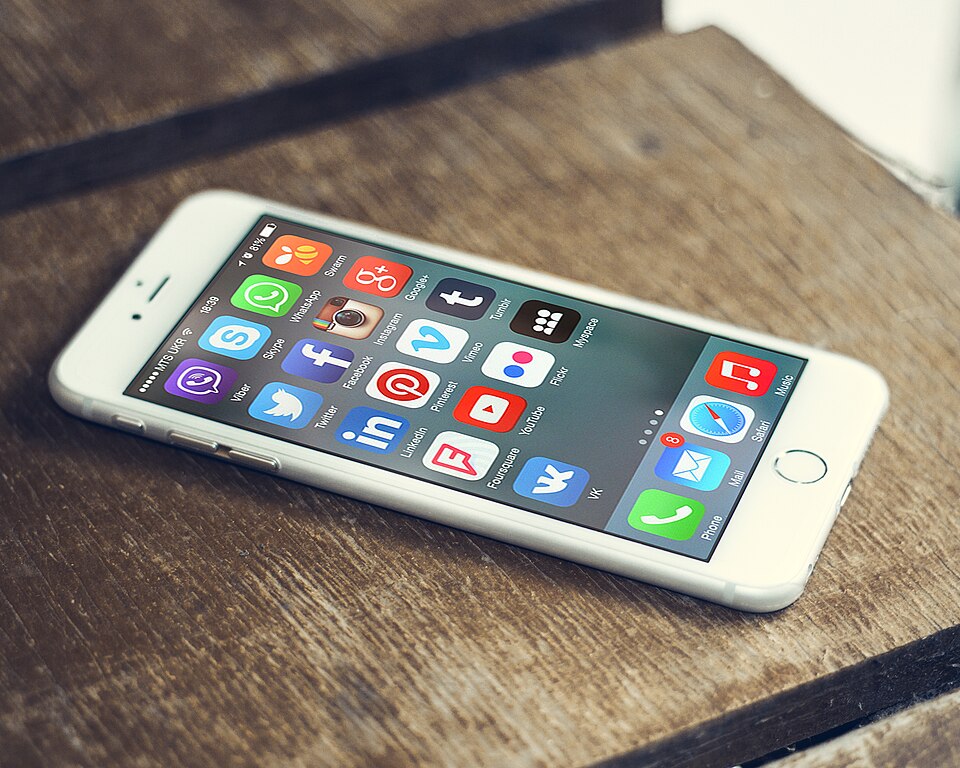 Smartphone with social media apps**