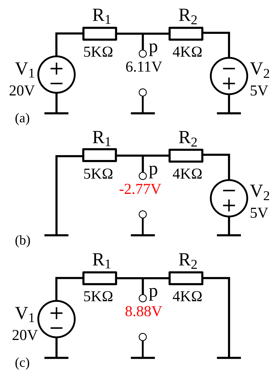 superposition theorem circuit labelled diagram