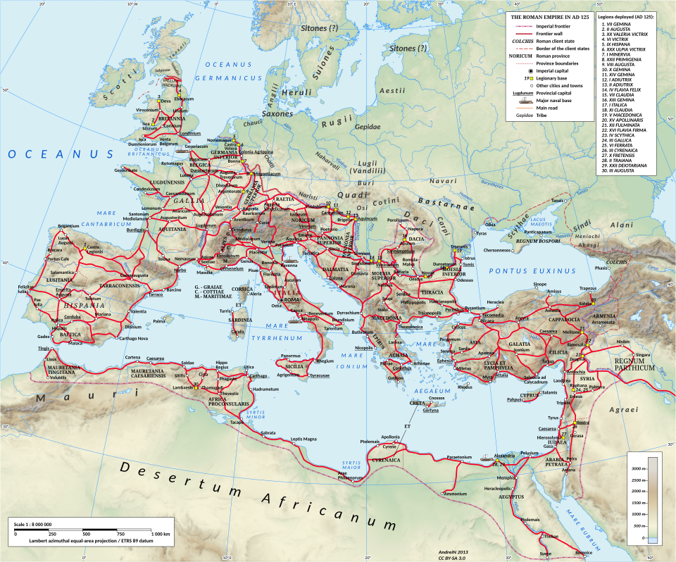 Roman road network labelled diagram