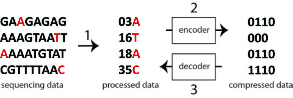 data compression workflow labelled diagram**