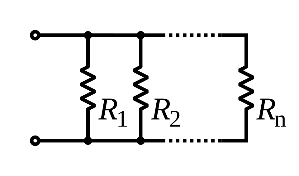 parallel circuit with 3 resistors labelled diagram**