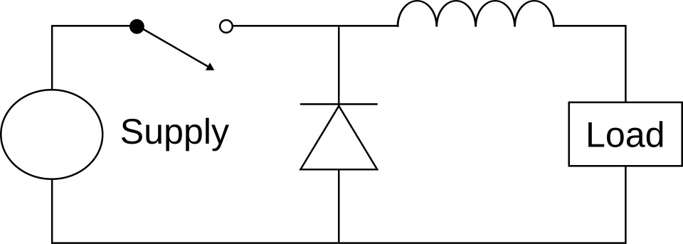 buck converter circuit labelled diagram